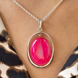 Pink Druzy Silver Pendant