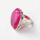Pink Druzy Silver Ring