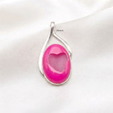 925 sterling silver Pink Druzy twist pendant with sparkling druzy stone