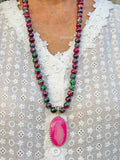 Pink Druzy & Ruby Zoisite Necklace