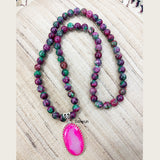Pink Druzy & Ruby Zoisite Necklace