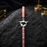 Pink Onyx Fish Toggle Silver Necklace