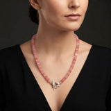Pink Onyx Fish Toggle Silver Necklace