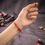 Handmade 925 Silver Lumba Rakhi with Pink Onyx Beads