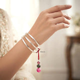 Premium Pink Onyx Lumba Rakhi for Bhabhi by Silberuh