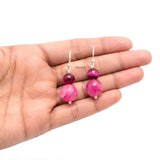Pink Onyx Silver Earring