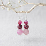 Pink Onyx Silver Earring