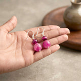 Pink Onyx Silver Earring
