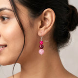 Pink Onyx Silver Earring