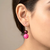 Pink Onyx Silver Earring