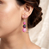 Pink Onyx & Ruby Zoisite Silver Earring