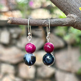 Pink Onyx & Sulemani Hakik Silver Earring