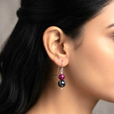 Pink Onyx & Sulemani Hakik Silver Earring