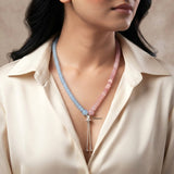 Pink & Blue Agate Silver Necklace