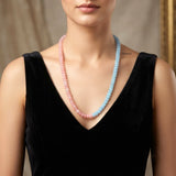 Pink & Blue Agate Silver Necklace