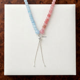 Pink & Blue Agate Silver Necklace