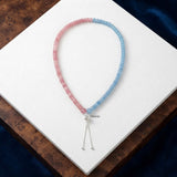 Pink & Blue Agate Silver Necklace