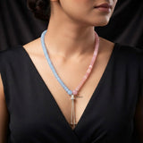 Pink & Blue Agate Silver Necklace