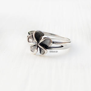 Plumeria Flower Silver Ring