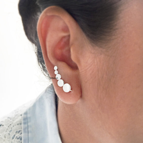 Polka Silver Ear Climber Earring