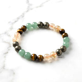 Prosperity Money Magnet Bracelet with natural Pyrite Citrine Green Aventurine and Tiger's Eye gemstones