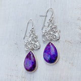 Purple Copper Turquoise Silver Drop Earring