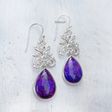 Purple Copper Turquoise Silver Drop Earring