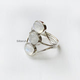 Rainbow Moonstone Boho Silver Ring