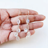 Rainbow Moonstone Chain Silver Earring