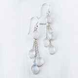 Rainbow Moonstone Chain Silver Earring