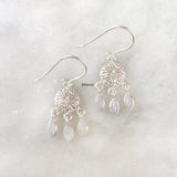 Rainbow Moonstone Chandelier Silver Earring