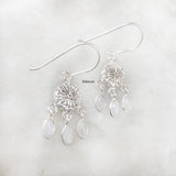 Rainbow Moonstone Chandelier Silver Earring