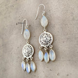 Rainbow Moonstone Dreamcatcher Silver Earring