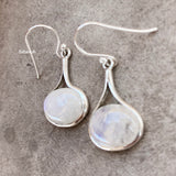 Rainbow Moonstone Drop Silver Earring