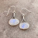 Rainbow Moonstone Drop Silver Earring
