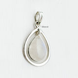 Rainbow Moonstone Drop Silver Pendant