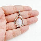 Rainbow Moonstone Drop Silver Pendant