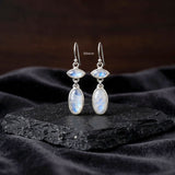 925 Silver Rainbow Moonstone Eye Earring by Silberuh