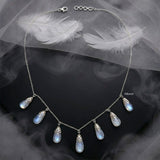 Natural Rainbow Moonstone necklace in polished sterling silver
