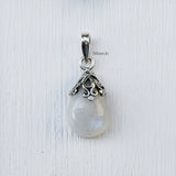 Rainbow Moonstone Filigree Drop Silver Pendant