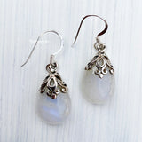 Rainbow Moonstone Filigree Silver Earring