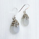 Rainbow Moonstone Filigree Silver Earring