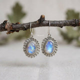 925 rainbow moonstone flower silver earring India