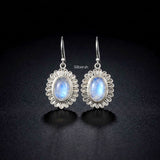natural rainbow moonstone sterling silver earrings