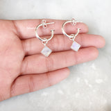 Rainbow Moonstone Hoop Silver Earring
