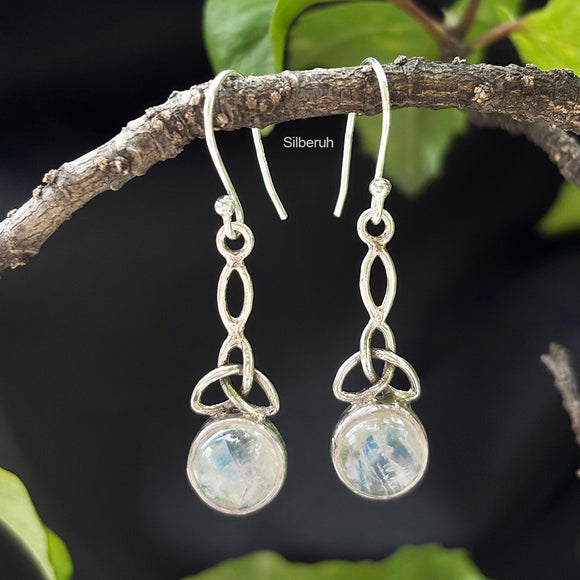 Rainbow Moonstone Knot Silver Earring