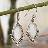 Rainbow Moonstone Marquise Silver Earring