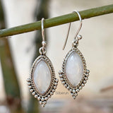 Rainbow Moonstone Marquise Silver Earring