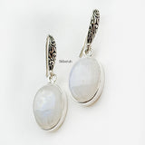 Rainbow Moonstone Oval Silver Earring