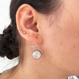 Rainbow Moonstone Round Silver Earring
